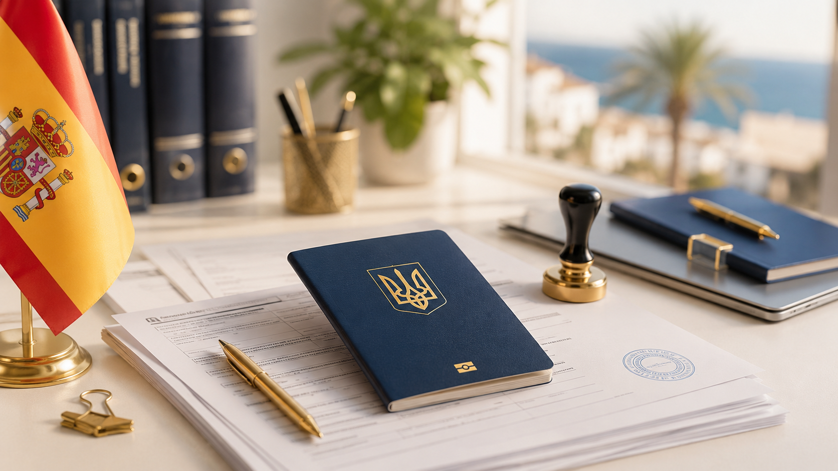 Documentos y portátil para noticias y cambios legales en España